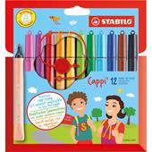 Pennarello con cordino porta cappuccio - STABILO Cappi - Astuccio da 12 - Colori assortiti