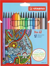Pennarelli STABILO Pen 68. Scatola in cartone 18 colori