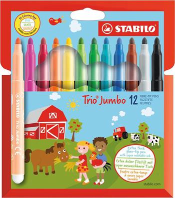 Pennarellone super lavabile - STABILO Trio Jumbo - Astuccio da 12 - Colori assortiti  Stabilo | Libraccio.it