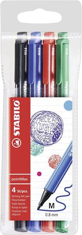 Fineliner Premium - STABILO pointMax - Astuccio da 4 Office - Colori assortiti