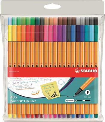 Fineliner - STABILO point 88 - Astuccio da 40 - Colori assortiti  Stabilo 2019 | Libraccio.it