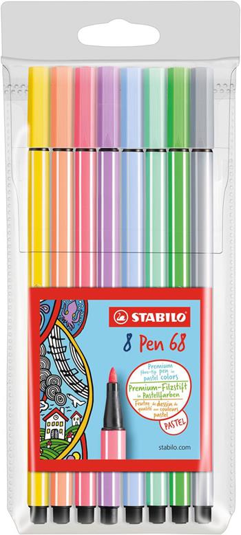 Pennarello Premium - STABILO Pen 68 Pastel - Astuccio da 8 - Colori assortiti  Stabilo | Libraccio.it