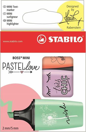 Evidenziatore - STABILO BOSS MINI Pastellove - Astuccio da 3 - Rosa Pesca/Verde Menta/Glicine  Stabilo 2018 | Libraccio.it