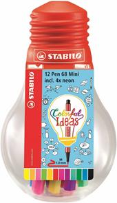Pennarelli STABILO Pen 68 Mini Colorful Ideas. Astuccio lampadina 12 colori&#160;