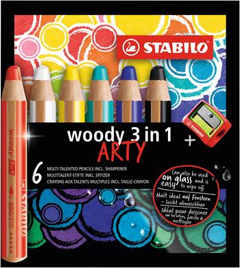 Matita colorata Multi-Funzione - STABILO woody 3 in 1 - ARTY - Astuccio da 6 - con Temperino - Colori assortiti  Stabilo 2020 | Libraccio.it