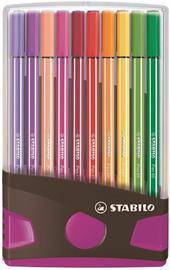 Pennarello Premium - STABILO Pen 68 Colorparade - Astuccio Desk-Set da 20 antracite/rosa - 20 colori assortiti