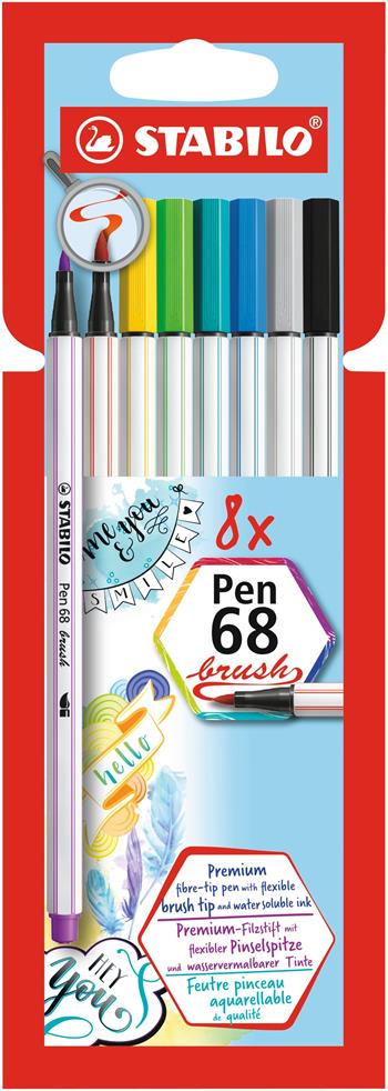 Pennarello Premium con punta a pennello - STABILO Pen 68 brush - Astuccio da 8 - con 8 colori assortiti  Stabilo 2019 | Libraccio.it