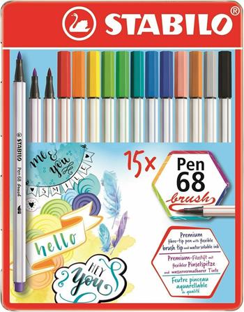 Pennarello Premium con punta a pennello - STABILO Pen 68 brush - Scatola in metallo da 15 - con 15 colori assortiti  Stabilo 2019 | Libraccio.it