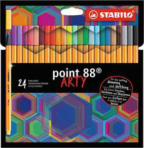 Fineliner - STABILO point 88 - ARTY - Astuccio da 24 con appendin...