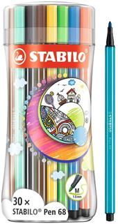 Pennarello Premium - STABILO Pen 68 - Sleeve Pack - Astuccio con 30 colori assortiti