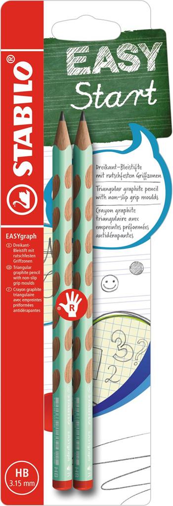 Matita Ergonomica triangolare - STABILO EASYgraph per Destrimani in Verde Pastel - Pack da 2 - Gradazione HB  Stabilo 2020 | Libraccio.it