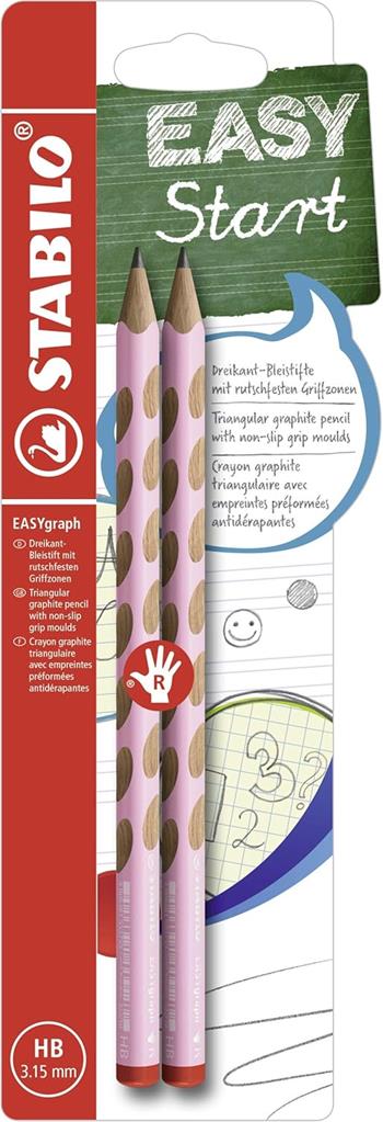 Matita Ergonomica triangolare - STABILO EASYgraph per Destrimani in Rosa Pastel - Pack da 2 - Gradazione HB  Stabilo 2020 | Libraccio.it