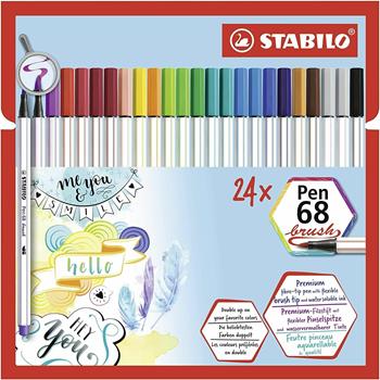 Pennarello Premium con punta a pennello - STABILO Pen 68 brush - Astuccio da 24 - con 19 colori assortiti  Stabilo 2019 | Libraccio.it