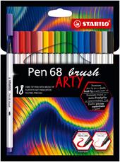 Pennarelli STABILO Pen 68 brush punta pennello linee spesse e sottili. Astuccio 18 colori&#160;