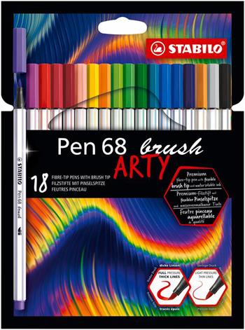 Pennarelli STABILO Pen 68 brush punta pennello linee spesse e sottili. Astuccio 18 colori&#160;  Stabilo 2021 | Libraccio.it