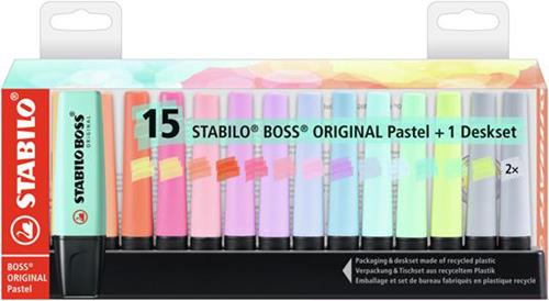 Evidenziatore - STABILO BOSS ORIGINAL Pastel Desk-Set - 15 Evidenziatori in  14 colori assortiti Stabilo 2021