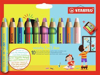 Matita colorata Multi-Funzione - STABILO woody 3 in 1 duo, Mina 2 Colori, Astuccio da 10, Temperino, 10 Matitoni e 20 colori  Stabilo 2023 | Libraccio.it