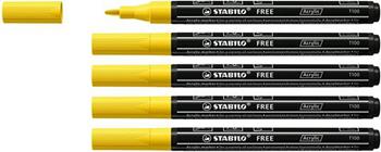 Marker acrilico - STABILO FREE Acrylic - T100 Punta rotonda 1-2mm - Confezione da 5 - Giallo  Stabilo 2021 | Libraccio.it