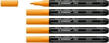Marker acrilico - STABILO FREE Acrylic - T100 Punta rotonda 1-2mm - Confezione da 5 - Arancione  Stabilo 2021 | Libraccio.it