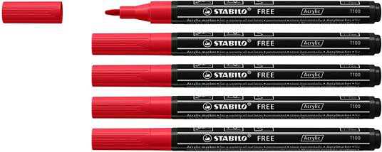 Marker acrilico - STABILO FREE Acrylic - T100 Punta rotonda 1-2mm...
