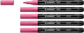 Marker acrilico - STABILO FREE Acrylic - T100 Punta rotonda 1-2mm - Confezione da 5 - Rosa  Stabilo 2021 | Libraccio.it