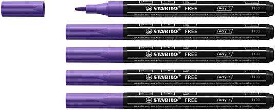 Marker acrilico - STABILO FREE Acrylic - T100 Punta rotonda 1-2mm...