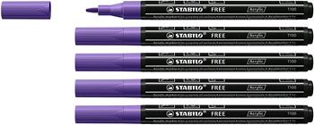 Marker acrilico - STABILO FREE Acrylic - T100 Punta rotonda 1-2mm - Confezione da 5 - Viola  Stabilo 2021 | Libraccio.it