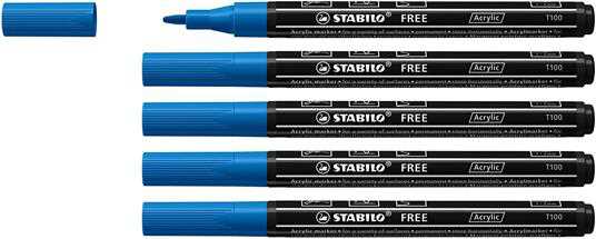 Marker acrilico - STABILO FREE Acrylic - T100 Punta rotonda 1-2mm...