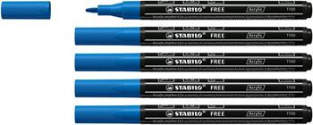 Marker acrilico - STABILO FREE Acrylic - T100 Punta rotonda 1-2mm - Confezione da 5 - Blu scuro  Stabilo 2021 | Libraccio.it