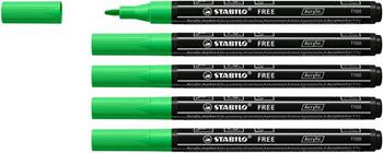 Marker acrilico - STABILO FREE Acrylic - T100 Punta rotonda 1-2mm - Confezione da 5 - Verde Foglia  Stabilo 2021 | Libraccio.it