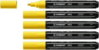 Marker acrilico - STABILO FREE Acrylic - T300 Punta rotonda 2-3mm - Confezione da 5 - Giallo  Stabilo 2021 | Libraccio.it