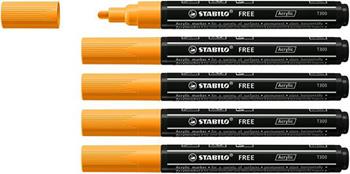 Marker acrilico - STABILO FREE Acrylic - T300 Punta rotonda 2-3mm - Confezione da 5 - Arancione  Stabilo 2021 | Libraccio.it