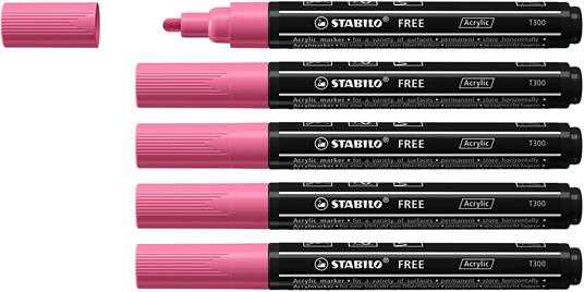Marker acrilico - STABILO FREE Acrylic - T300 Punta rotonda 2-3mm...