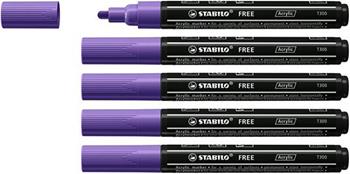 Marker acrilico - STABILO FREE Acrylic - T300 Punta rotonda 2-3mm - Confezione da 5 - Viola  Stabilo 2021 | Libraccio.it