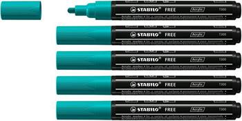 Marker acrilico - STABILO FREE Acrylic - T300 Punta rotonda 2-3mm - Confezione da 5 - Verde Pino  Stabilo 2021 | Libraccio.it