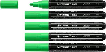 Marker acrilico - STABILO FREE Acrylic - T300 Punta rotonda 2-3mm - Confezione da 5 - Verde Foglia  Stabilo 2021 | Libraccio.it