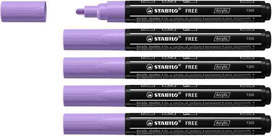 Marker acrilico - STABILO FREE Acrylic - T300 Punta rotonda 2-3mm...