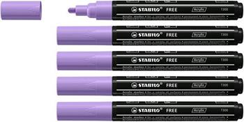 Marker acrilico - STABILO FREE Acrylic - T300 Punta rotonda 2-3mm - Confezione da 5 - Lilla chiaro  Stabilo 2021 | Libraccio.it