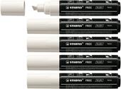 Marker acrilico - STABILO FREE Acrylic - T800C Punta a scalpello 4-10mm - Confezione da 5 - Bianco