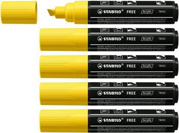 Marker acrilico - STABILO FREE Acrylic - T800C Punta a scalpello 4-10mm - Confezione da 5 - Giallo  Stabilo 2021 | Libraccio.it