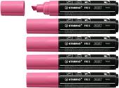 Marker acrilico - STABILO FREE Acrylic - T800C Punta a scalpello 4-10mm - Confezione da 5 - Rosa