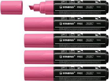 Marker acrilico - STABILO FREE Acrylic - T800C Punta a scalpello 4-10mm - Confezione da 5 - Rosa  Stabilo 2021 | Libraccio.it