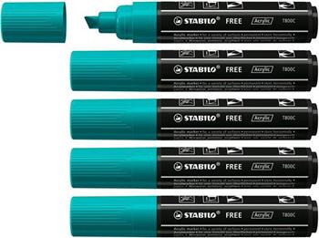 Marker acrilico - STABILO FREE Acrylic - T800C Punta a scalpello 4-10mm - Confezione da 5 - Verde Pino  Stabilo 2021 | Libraccio.it