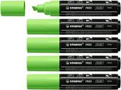Marker acrilico - STABILO FREE Acrylic - T800C Punta a scalpello 4-10mm - Confezione da 5 - Verde chiaro