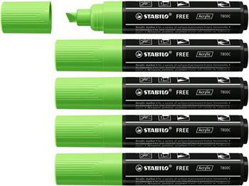 Marker acrilico - STABILO FREE Acrylic - T800C Punta a scalpello 4-10mm - Confezione da 5 - Verde chiaro  Stabilo 2021 | Libraccio.it