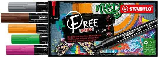 Marker acrilico- STABILO FREE Acrylic - T300 Punta rotonda 2-3mm ...