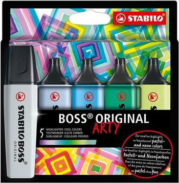 Evidenziatore - STABILO BOSS ORIGINAL - ARTY - Cool Colors - Astuccio da 5 - Colori assortiti  Stabilo 2022 | Libraccio.it