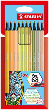 Pennarello Premium con punta a pennello - STABILO Pen 68 brush - ARTY -  Astuccio da 18 - Colori assortiti - STABILO - Cartoleria e scuola