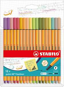 Fineliner - STABILO point 88 - Astuccio da 18 - Colori assortiti
