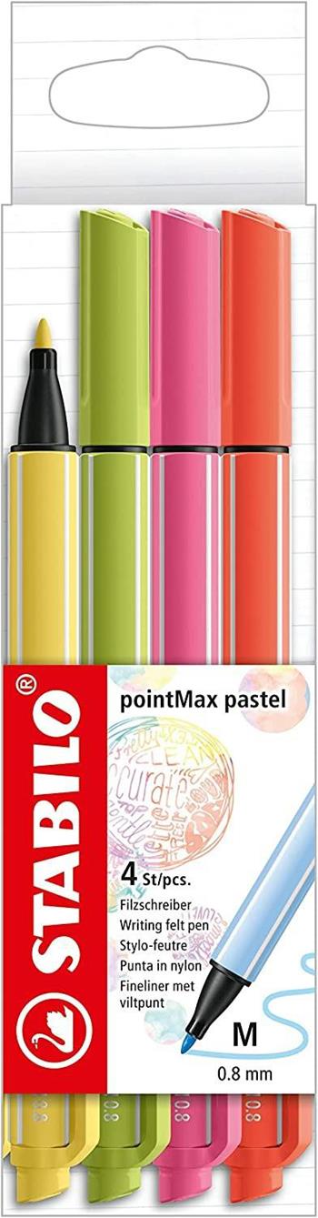 Fineliner Premium - STABILO pointMax - Astuccio da 4 Pastel - Giallo chiaro/Lime/Rosa chiaro/Corallo  Stabilo 2022 | Libraccio.it